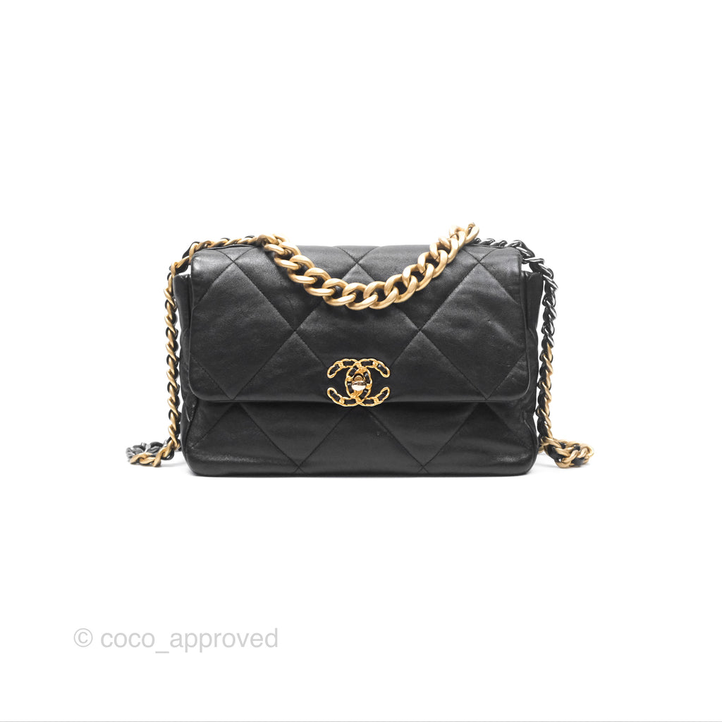 Chanel 19 Medium Black Goatskin Mixed Hardware