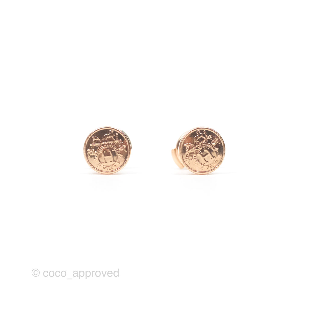 Hermès Ex-Libris Earrings Very Small Model in Rose Gold