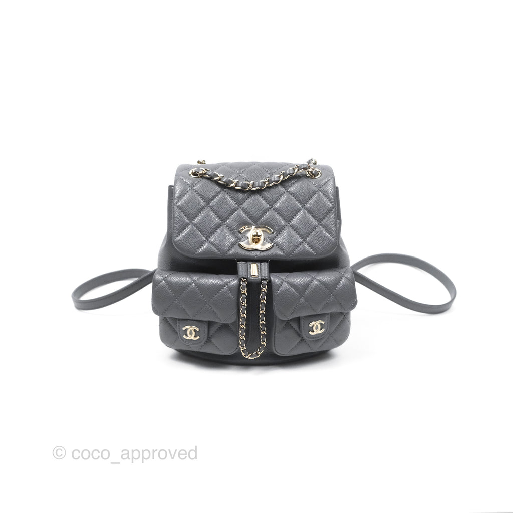 Chanel Duma Backpack Medium Grey Caviar Gold Hardware