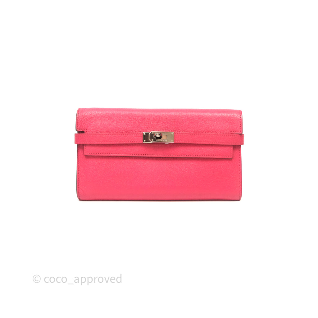 Hermès Kelly Wallet Pink Chevre Mysore Palladium Hardware