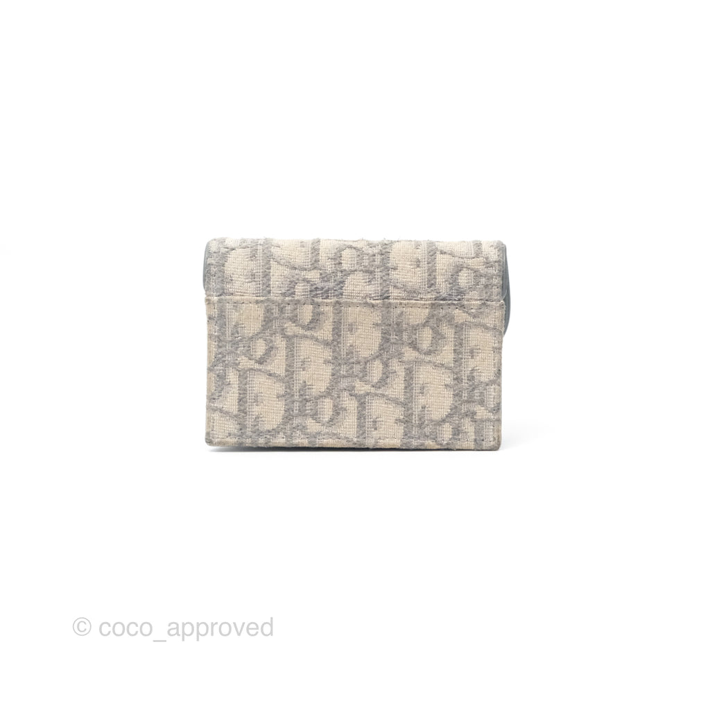 Christian Dior Saddle Bloom Card Holder Gray Dior Oblique Jacquard