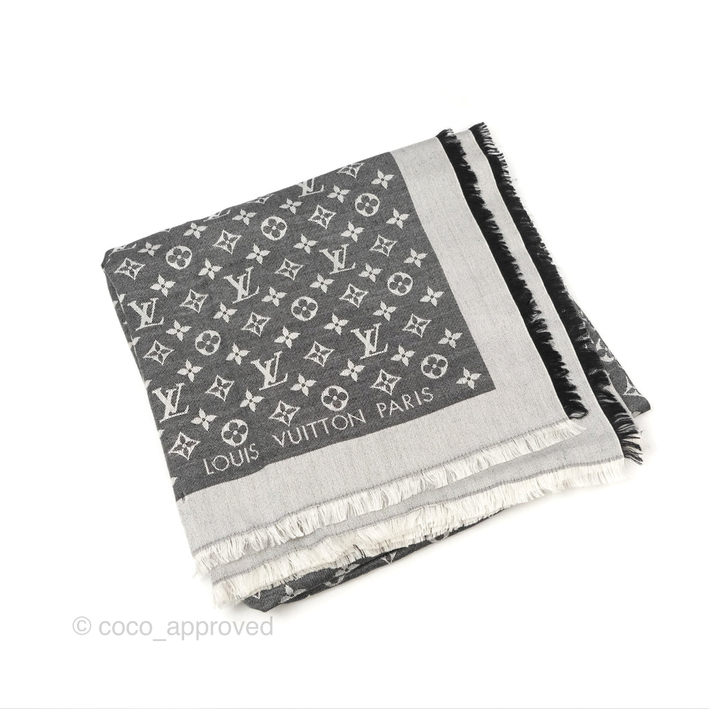 Louis Vuitton Wool Silk Scarf Monogram Grey