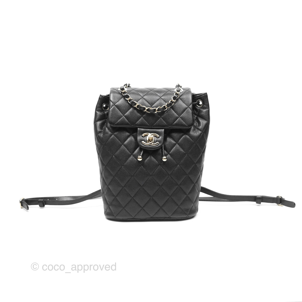 chanel urban spirit backpack small vs mini Chanel Small Urban Spirit Backpack Black Caviar Gold Hardware 23S – Coco Approved Studio