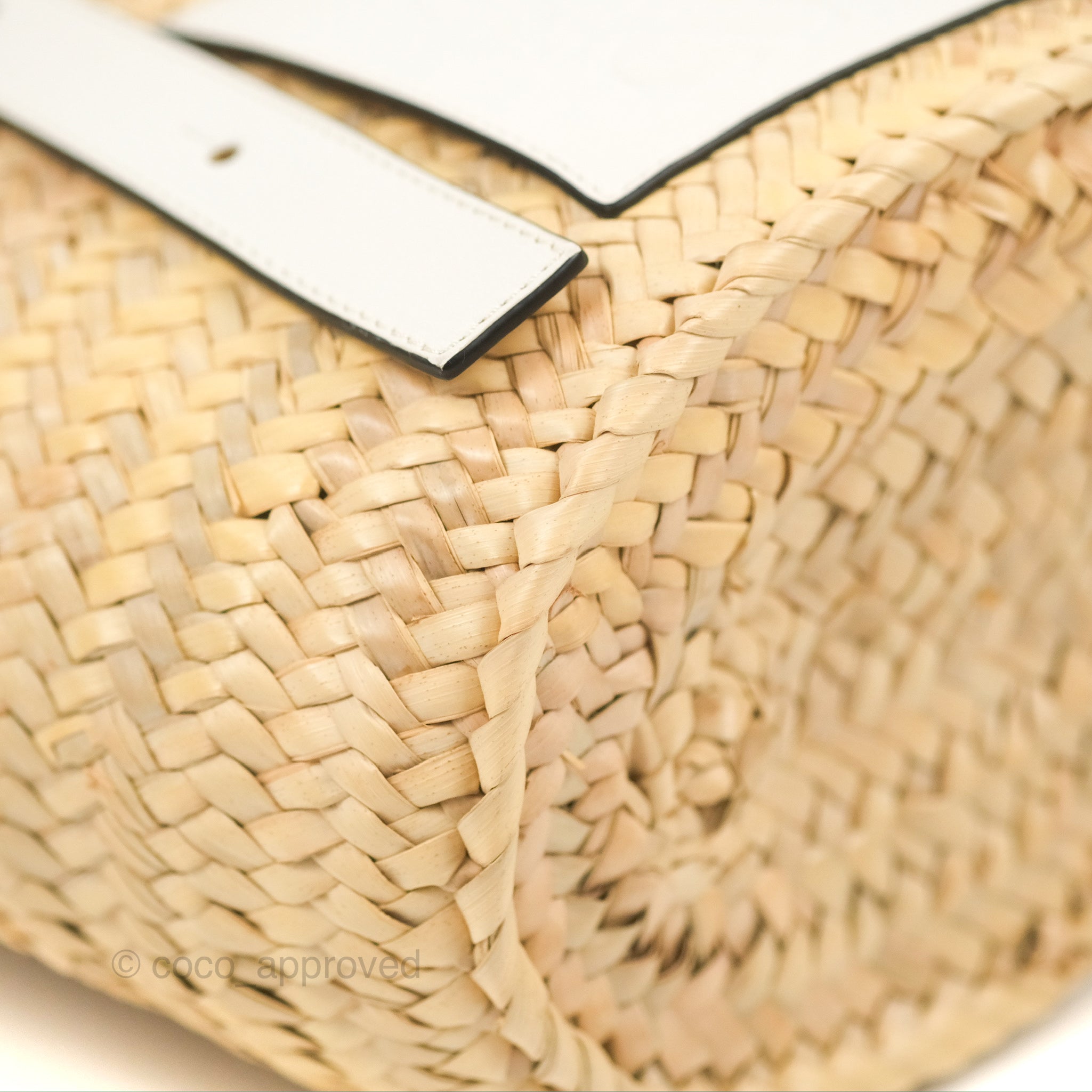 Loewe Small Basket Bag Natural Palm Leaf White Calfskin – Coco Approved  Studio