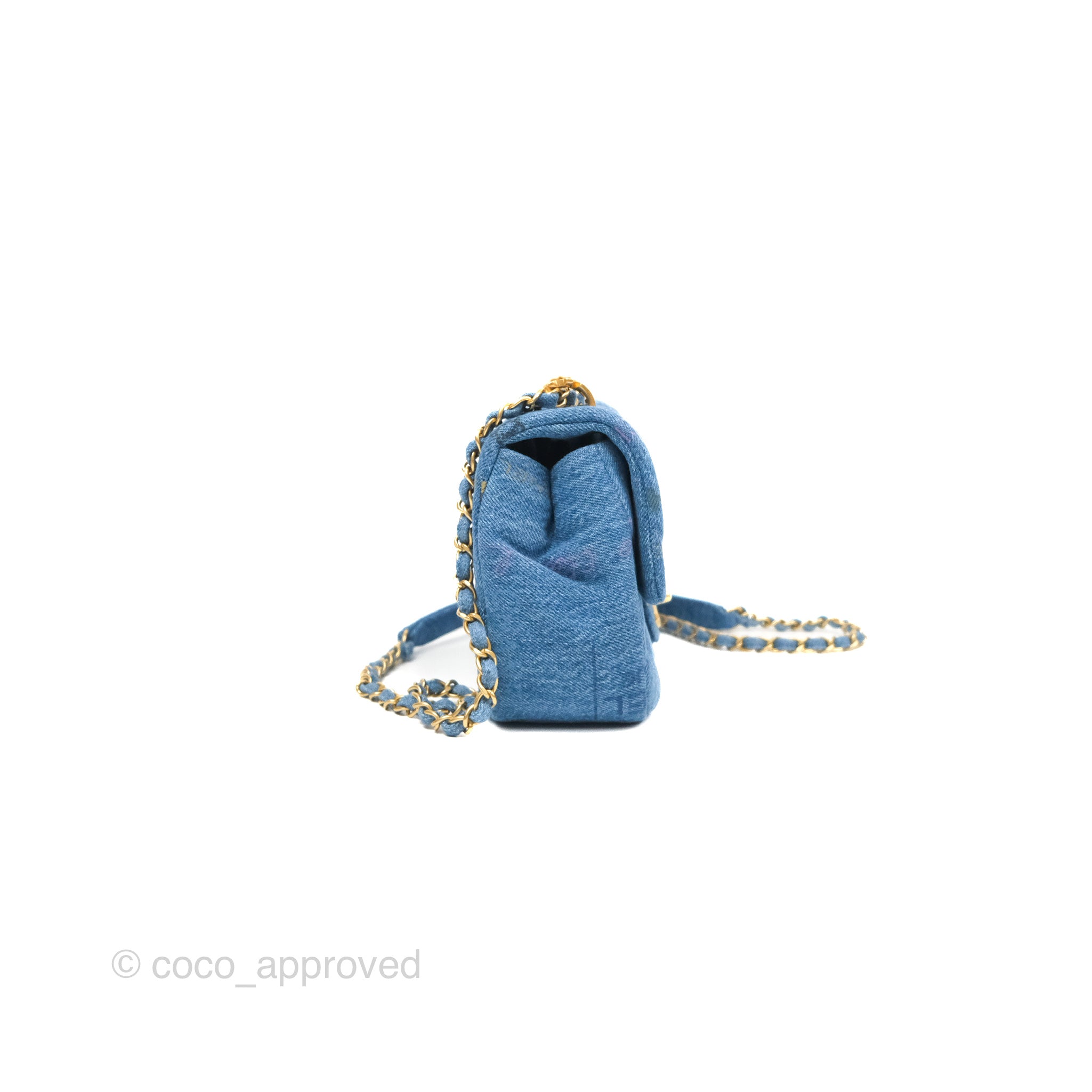 CHANEL Denim Quilted Small Coco Handle Flap Blue 707707