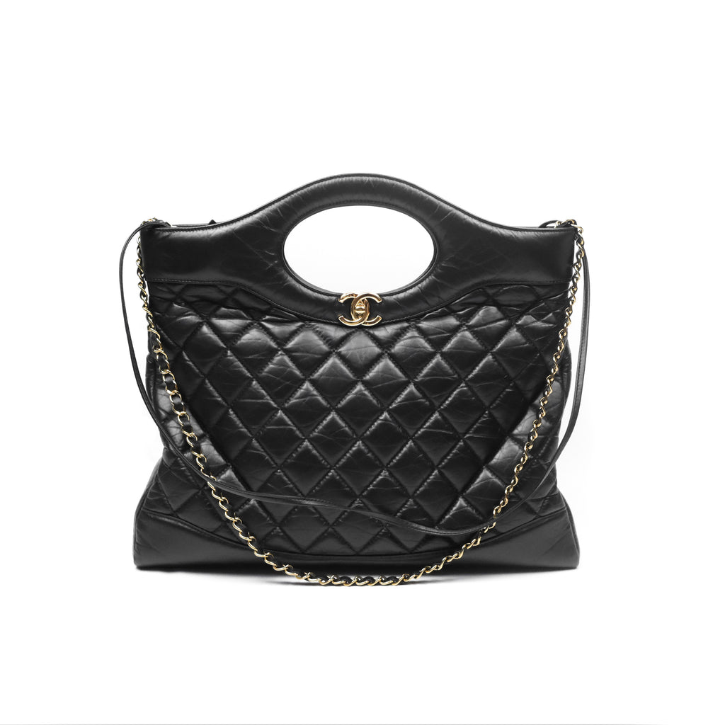 Chanel 31 Large Shopping Bag Black Aged Calfskin