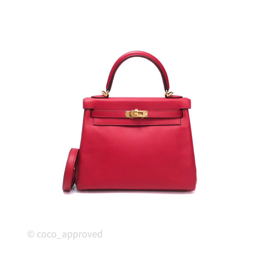 Hermès Kelly II 25 Retourne Swift Rouge Piment 5X Gold Hardware