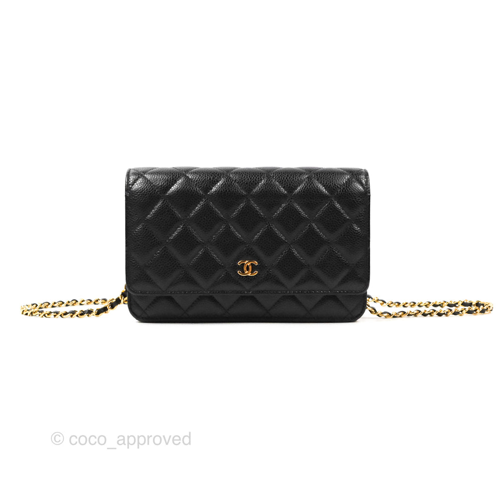 Chanel Classic Quilted Wallet on Chain WOC Black Caviar Gold Hardware