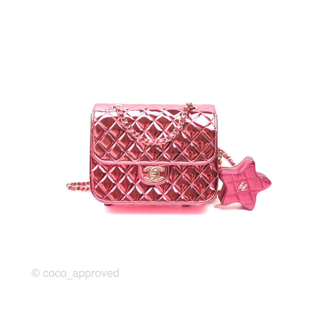 Chanel Small Flap Star Backpack Metallic Pink Mirror Calfskin Gold Hardware 24C