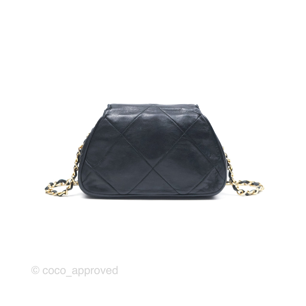 Chanel Vintage Mini Clutch with Chain Black Lambskin Gold Hardware