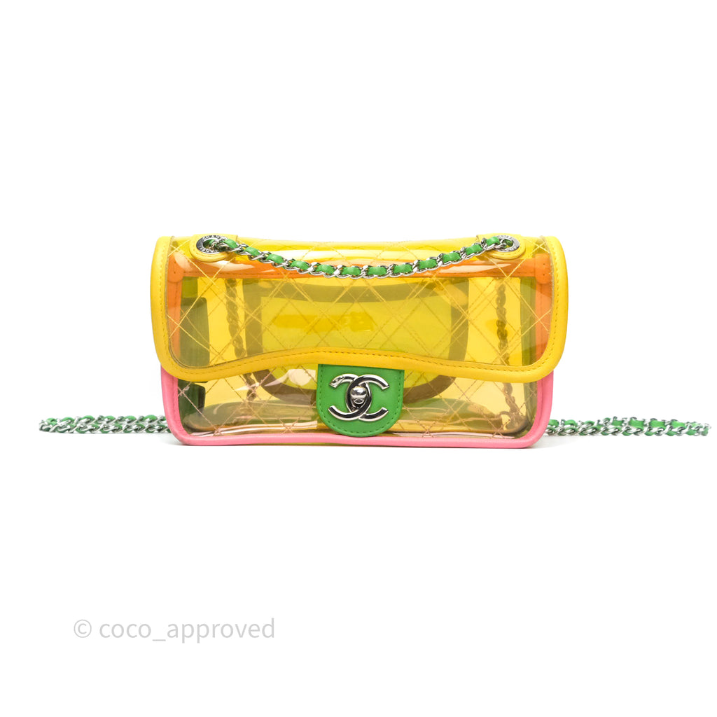 Chanel Mini Coco Splash Flap Bag PVC Lambskin Pink/Yellow/Green Silver Hardware