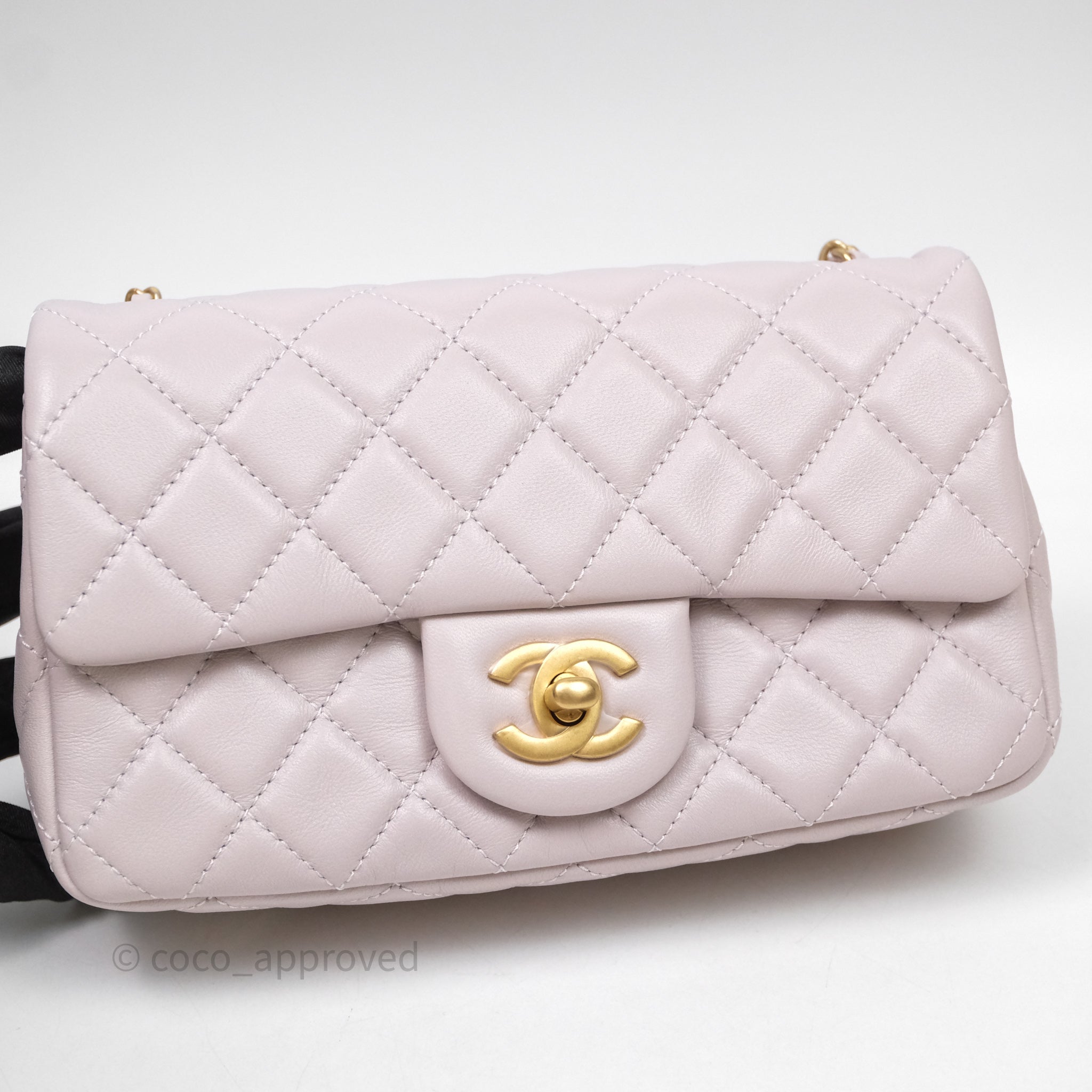 Chanel Mini Rectangular Pearl Crush Lilac Lambskin Aged Gold