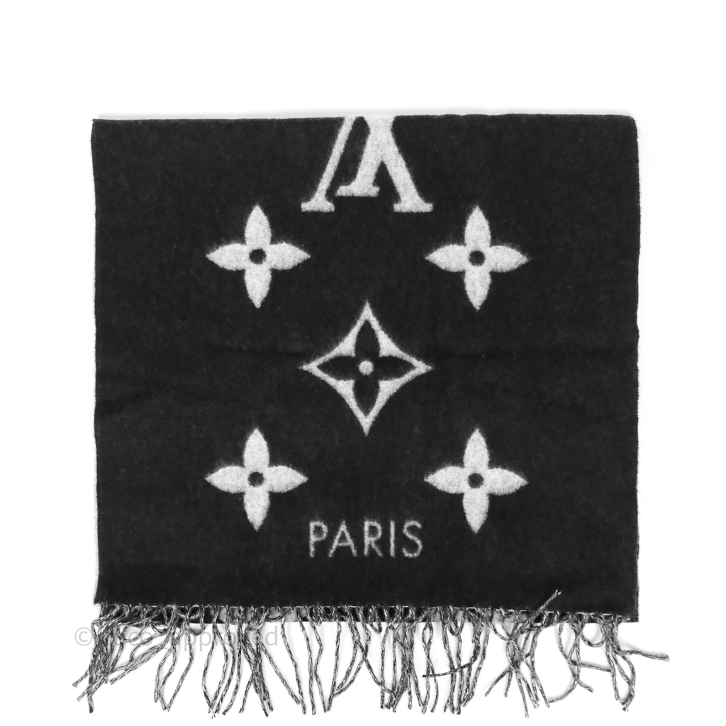 Louis Vuitton Reykjavik Scarf Cashmere Black Light Grey