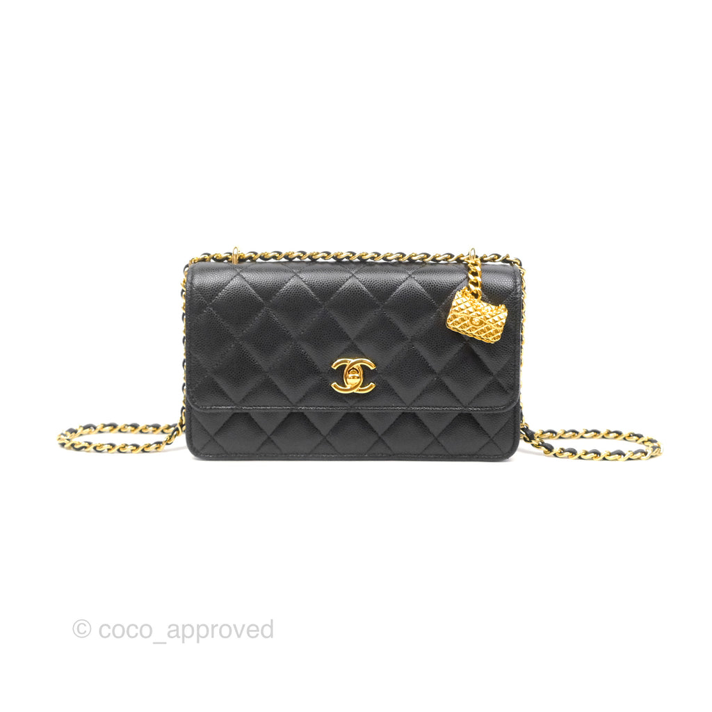 Chanel WOC Bag Charm Black Caviar Gold Hardware