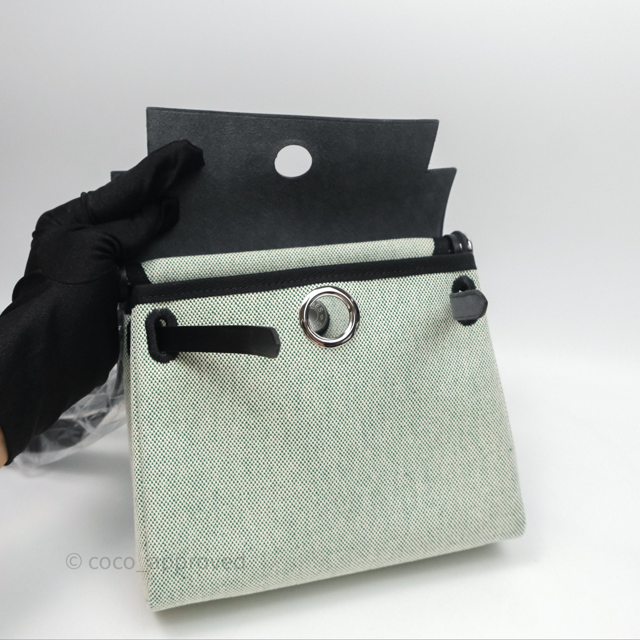 Hermès Herbag Zip 20 MinI Vert Moyen 65 Noir 89 Palladium