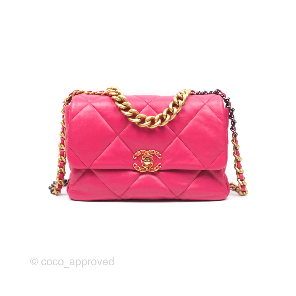 Chanel 19 Large (Medium) Dark Pink Goatskin Mixed Hardware