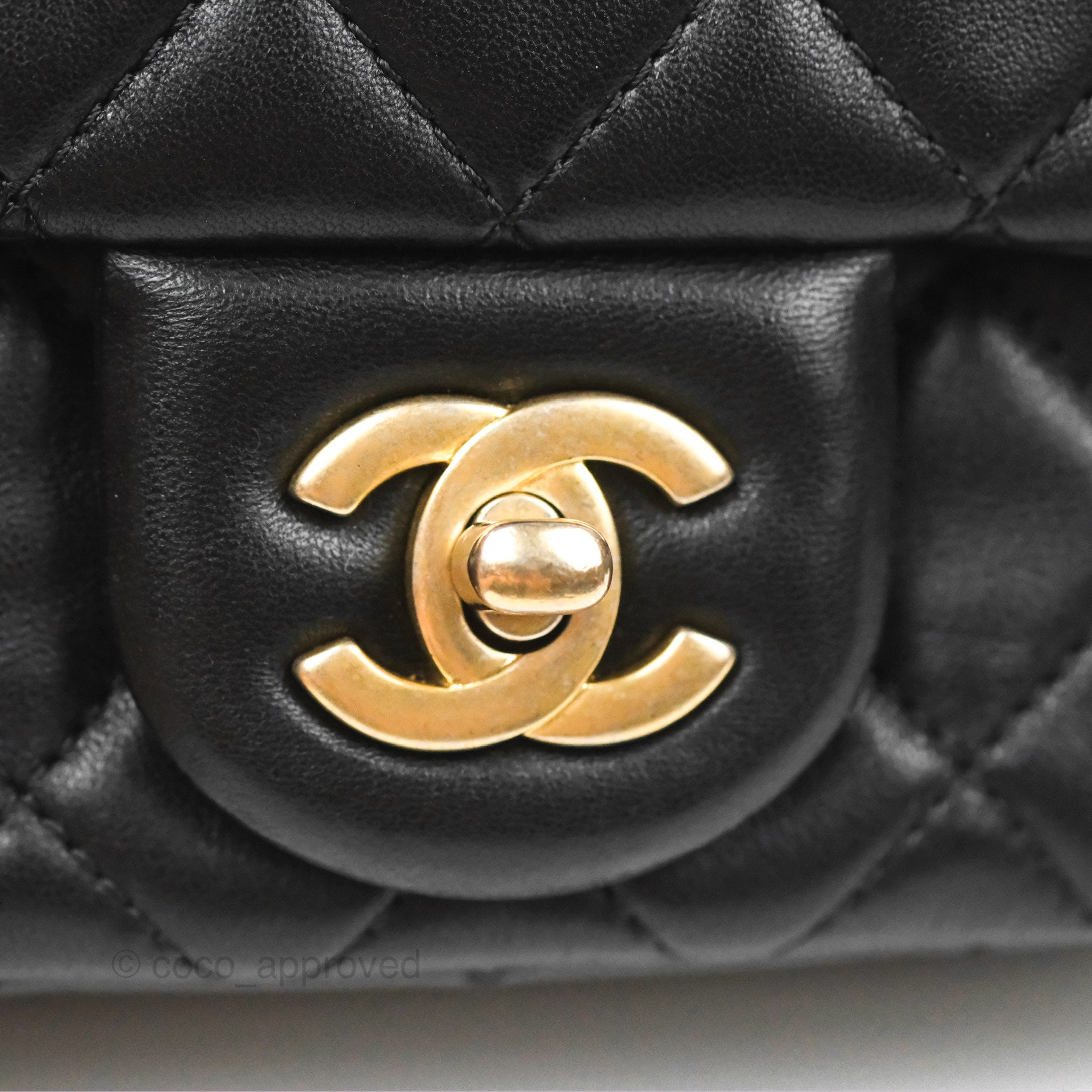 Chanel Pearl Crush Mini Square Quilted Black Lambskin Aged Gold Hardwa – Coco  Approved Studio