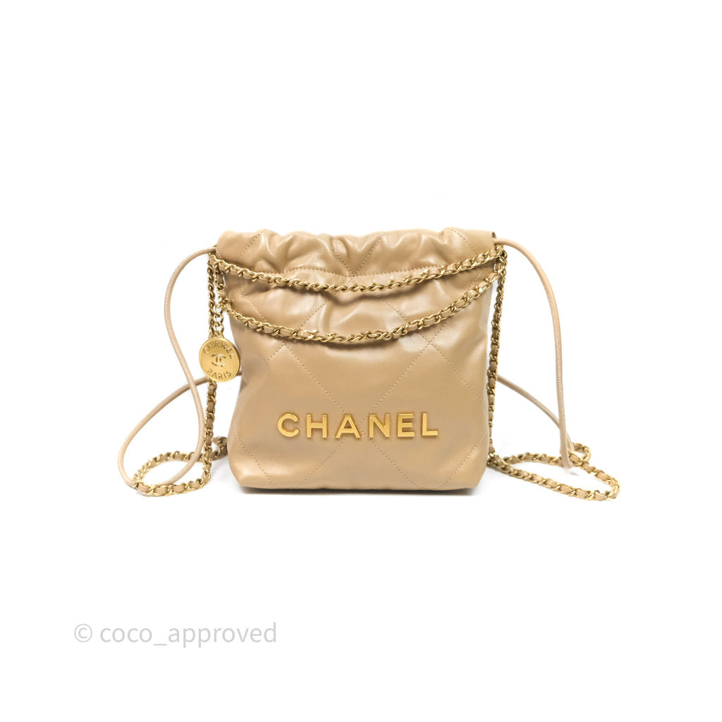 Chanel 22 Mini Bag Beige Shiny Crumpled Calfskin