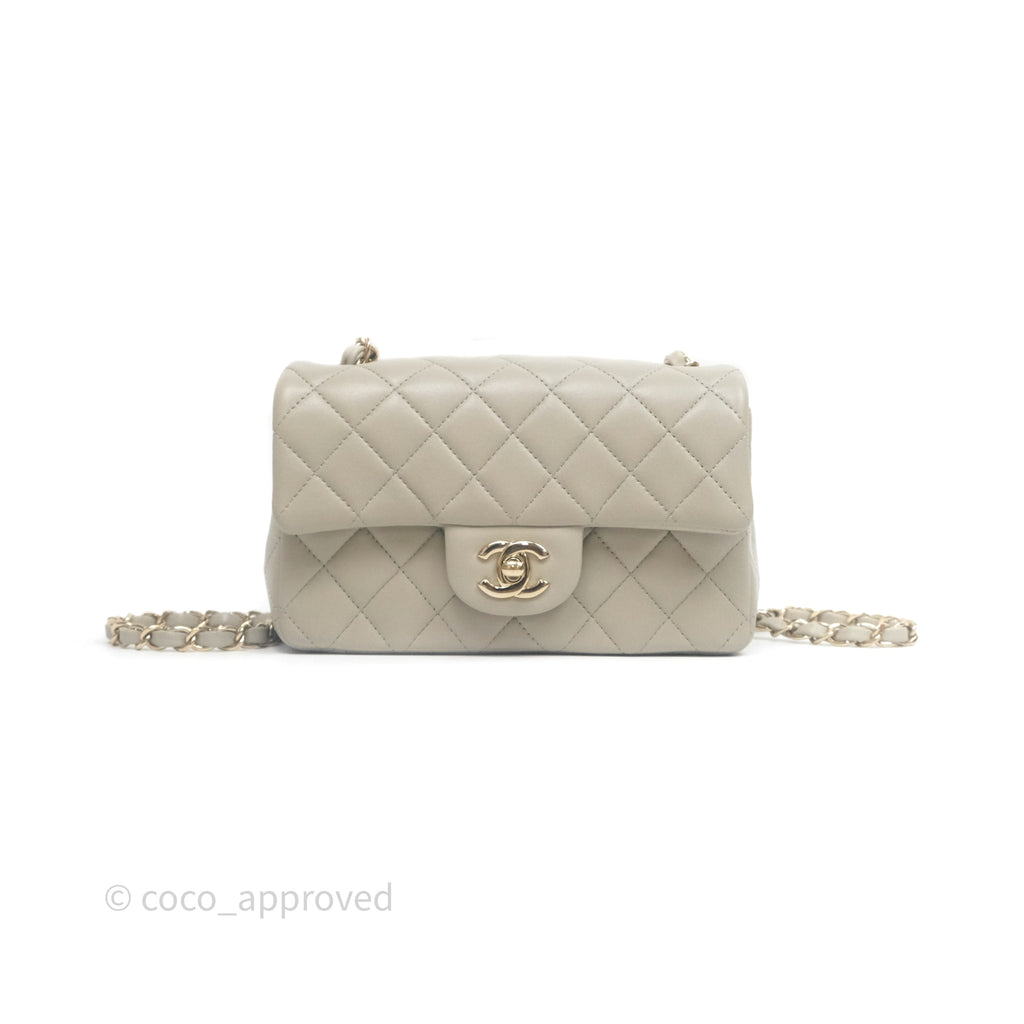 Chanel Mini Rectangular Quilted Sage Lambskin Gold Hardware