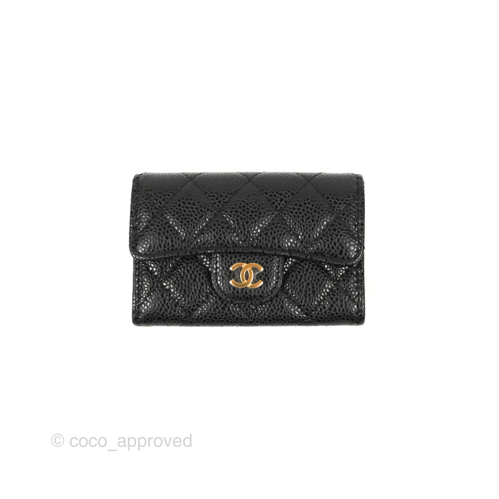 Chanel Classic Quilted Flap Card Holder Black Caviar Gold Hardware