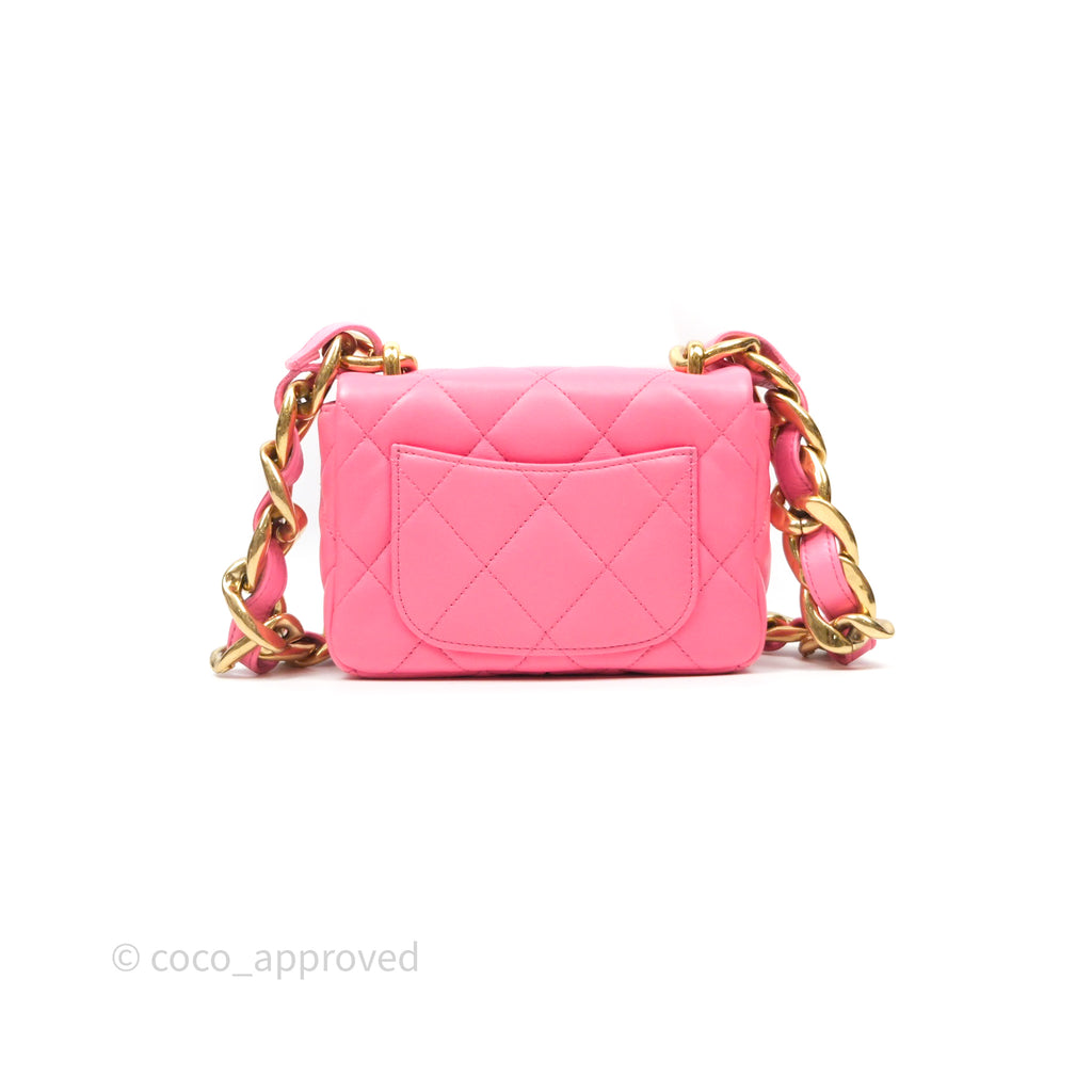 Chanel Quilted Mini CC Funky Town Flap Pink Lambskin Aged Gold Hardware