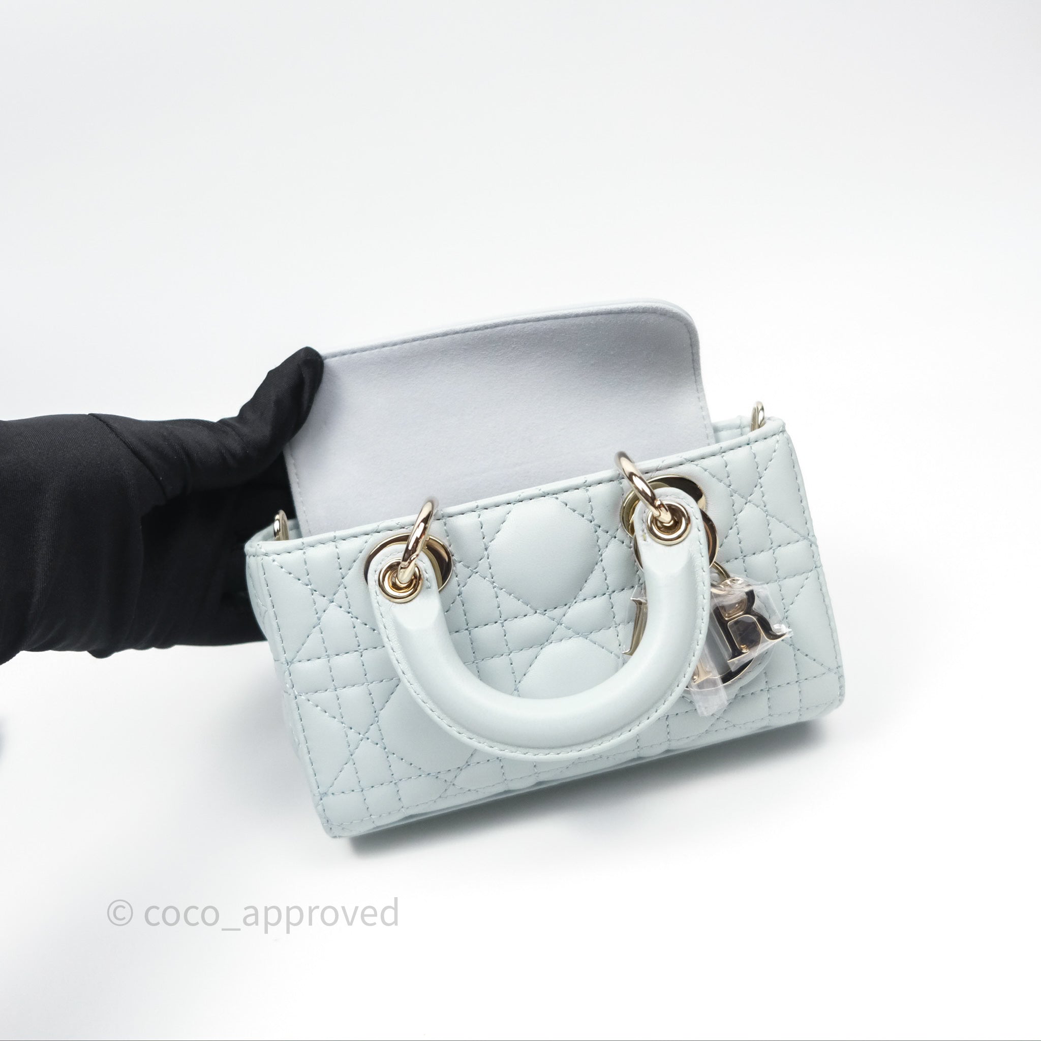 Christian Dior Micro Lady D-Joy Bag Baby Blue Lambskin Cannage