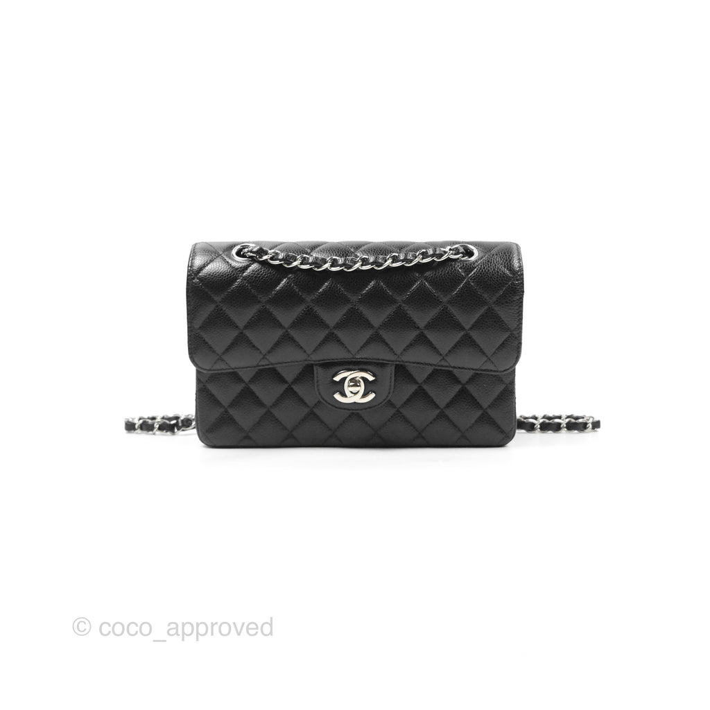 Chanel Small Classic Quilted Flap Black Caviar Silver Hardware