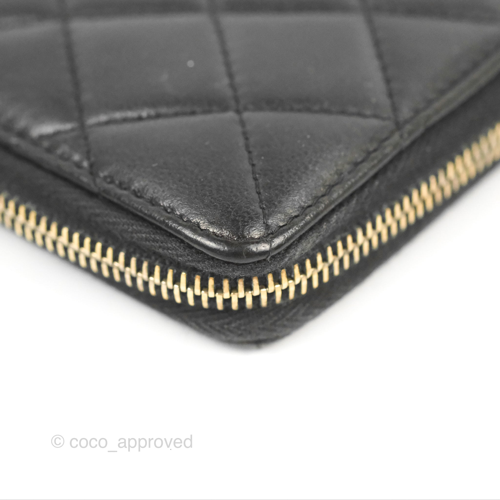 Chanel Quilted Caviar Zip Around Wallet