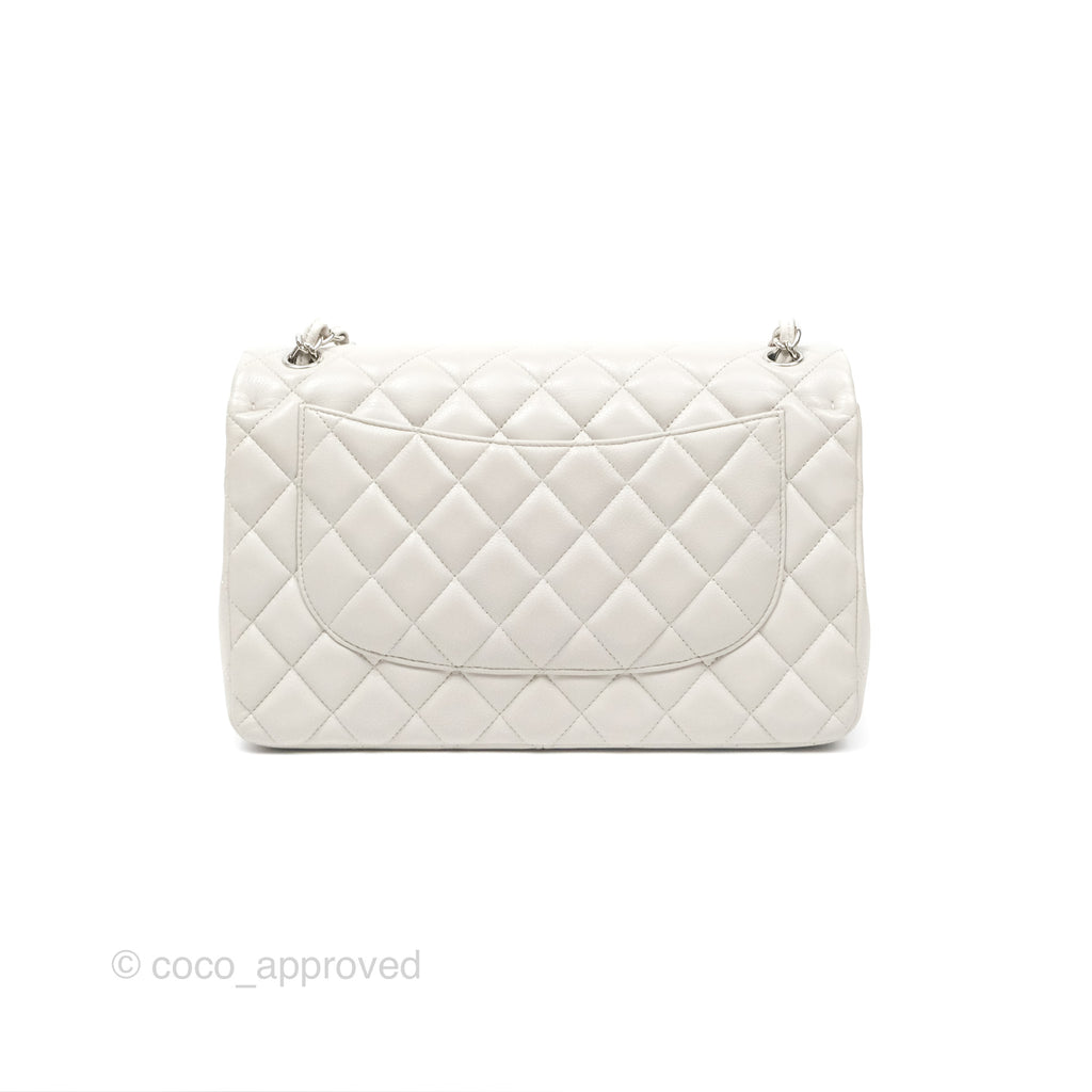 Chanel Jumbo Double Flap Light Grey Caviar Silver Hardware⁣⁣