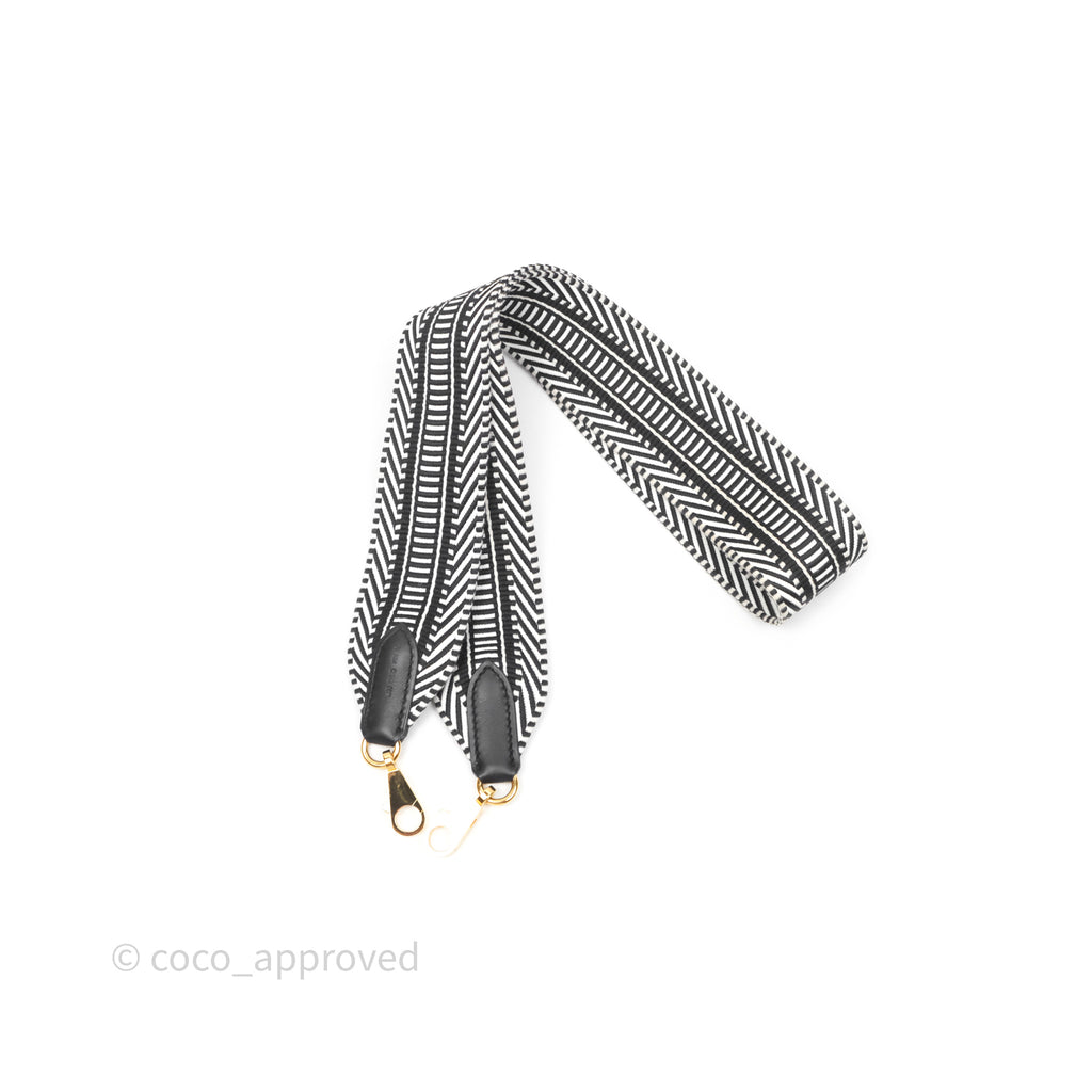 Hermès Sangle Cavale 50 mm Bag Strap Black/ White Gold Hardware