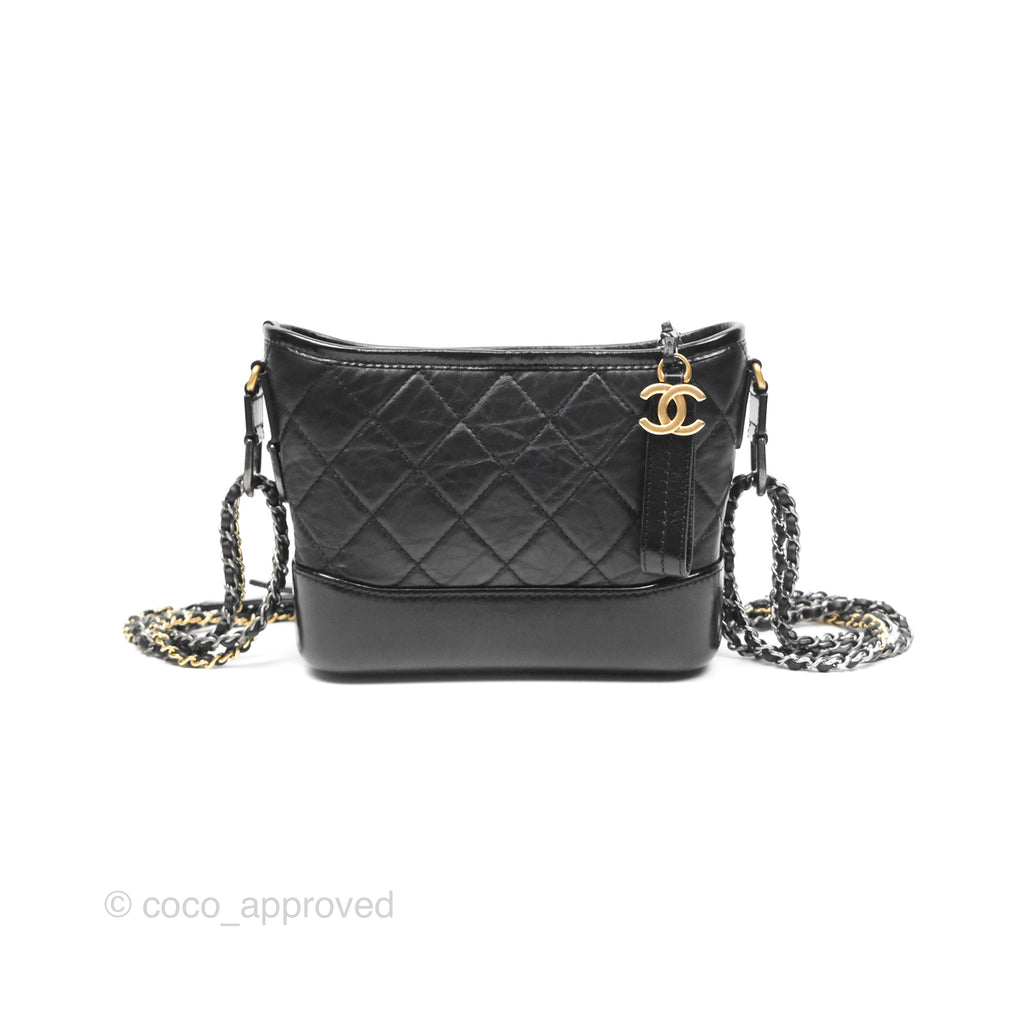 Chanel Small Gabrielle Hobo Quilted Black Aged Calfskin
