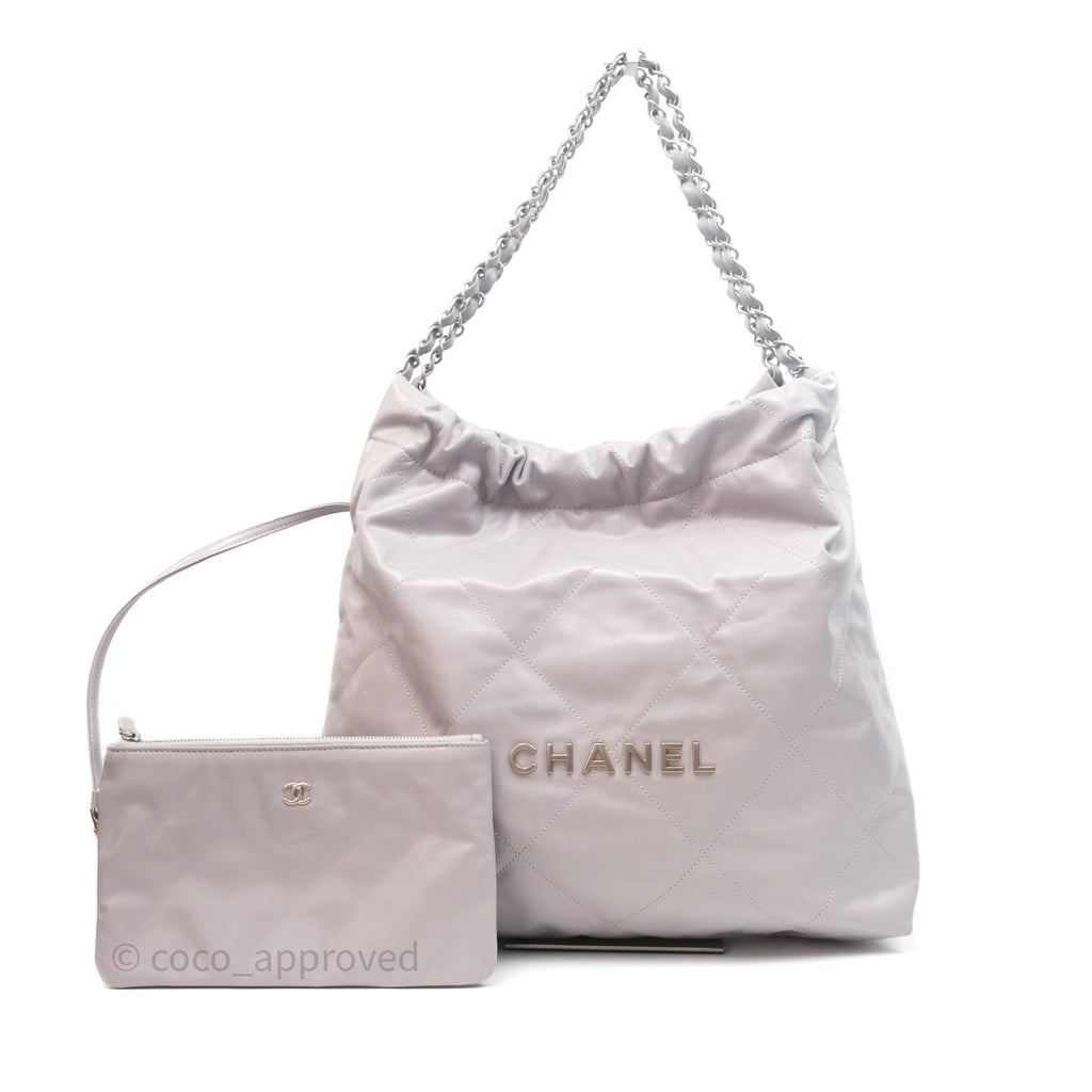 Chanel 22 Medium Grey Shiny Aged Calfskin Aged Silver Hardware