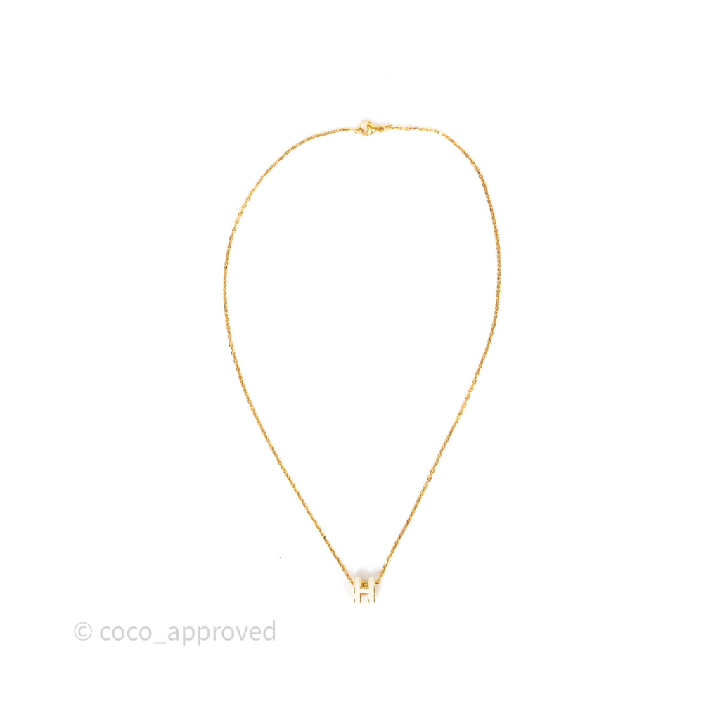 Hermès Mini Pop H Blanc 01 Pendant Necklace Gold Hardware