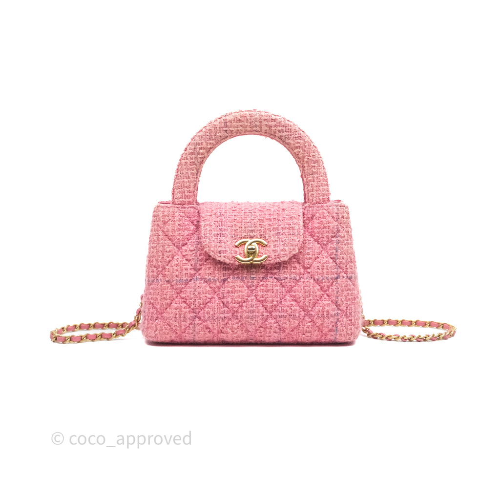 Chanel Kelly Bag Pink Tweed Aged Gold Hardware