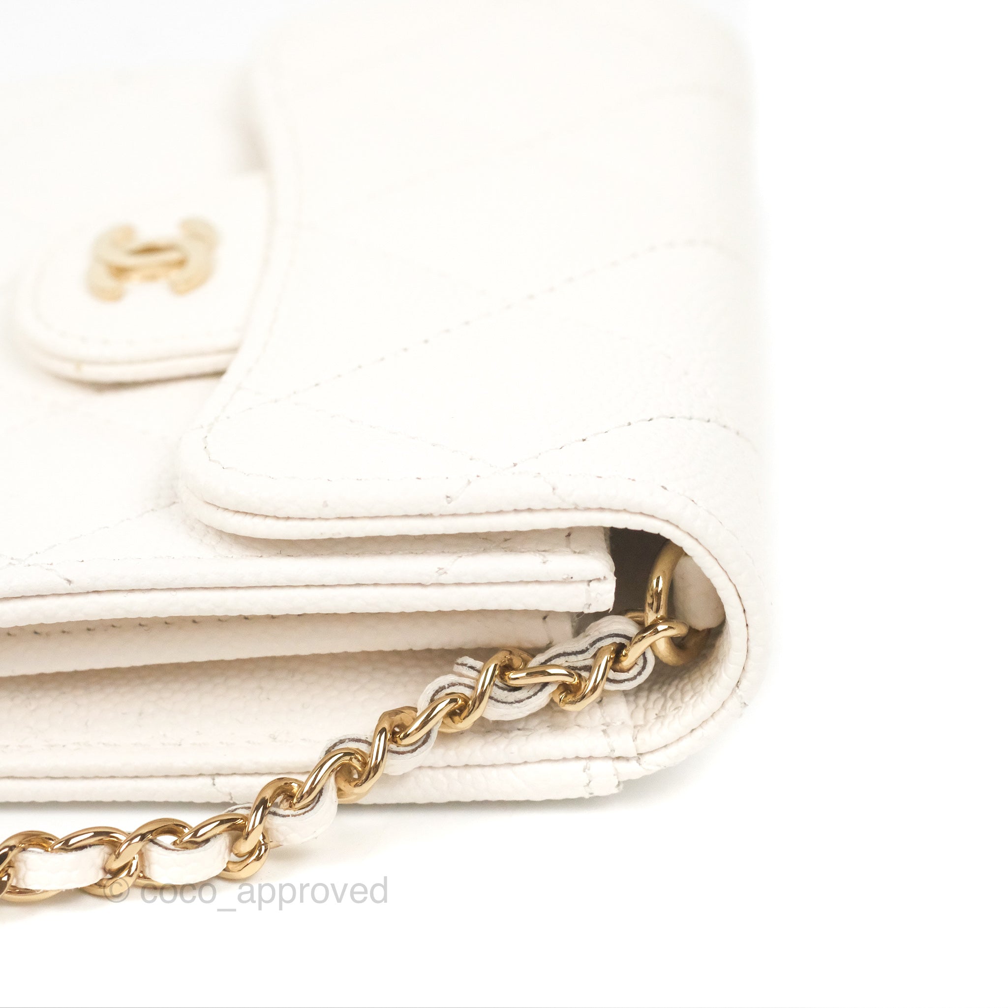 Chanel Mini Wallet With Chain White Caviar Gold Hardware – Coco