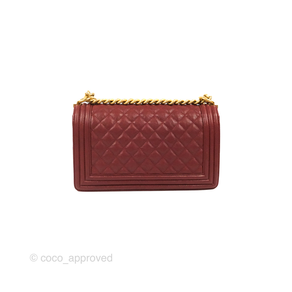 Chanel Quilted Medium Boy Burgundy Caviar Aged Gold Hardware