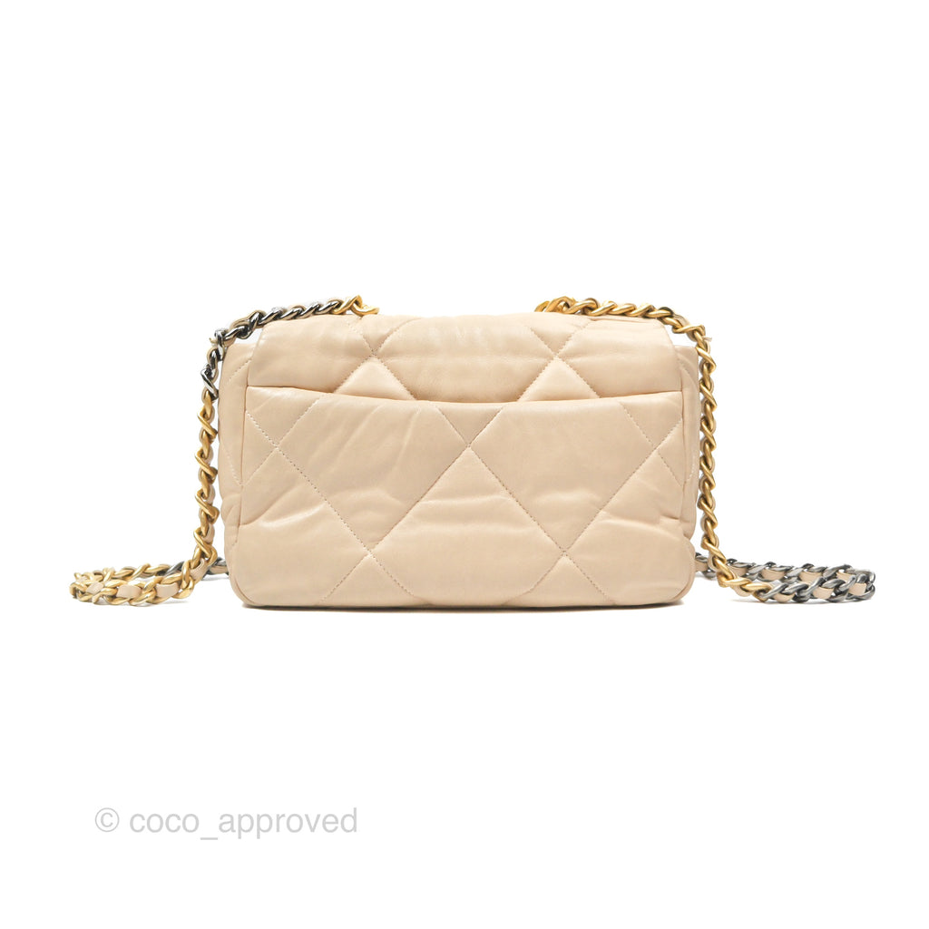 Chanel 19 Small Beige Goatskin Mixed Hardware