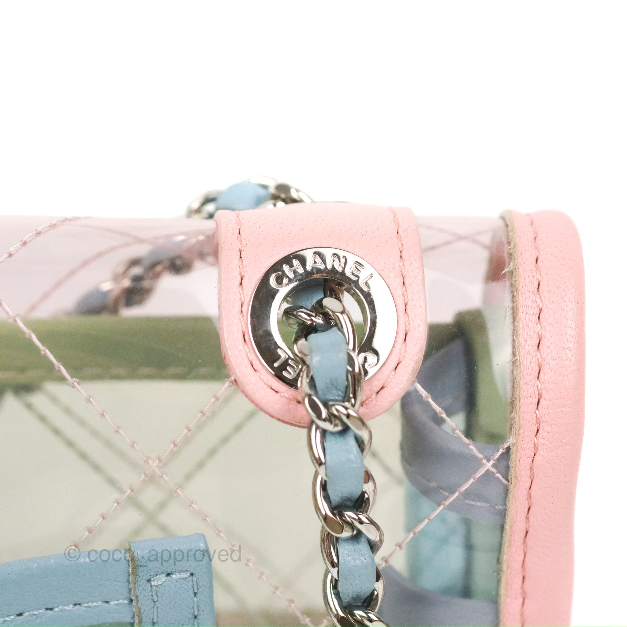 Chanel Coco Splash Transparent Flap Bag PVC / Lambskin Bag Silvery Pink  Light green Light blue Leather ref.258299 - Joli Closet