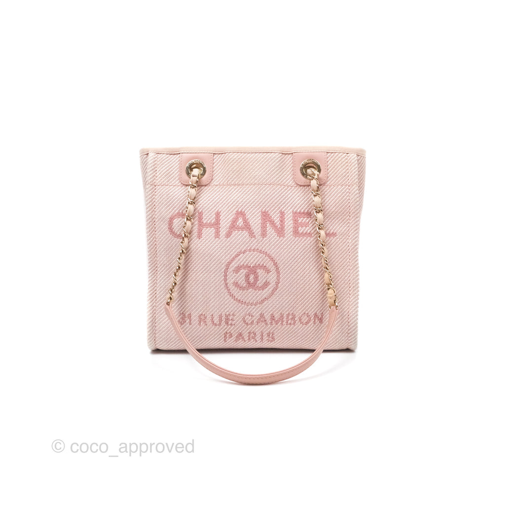 Chanel Small Vertical Deauville Canvas Pink Gold Hardware