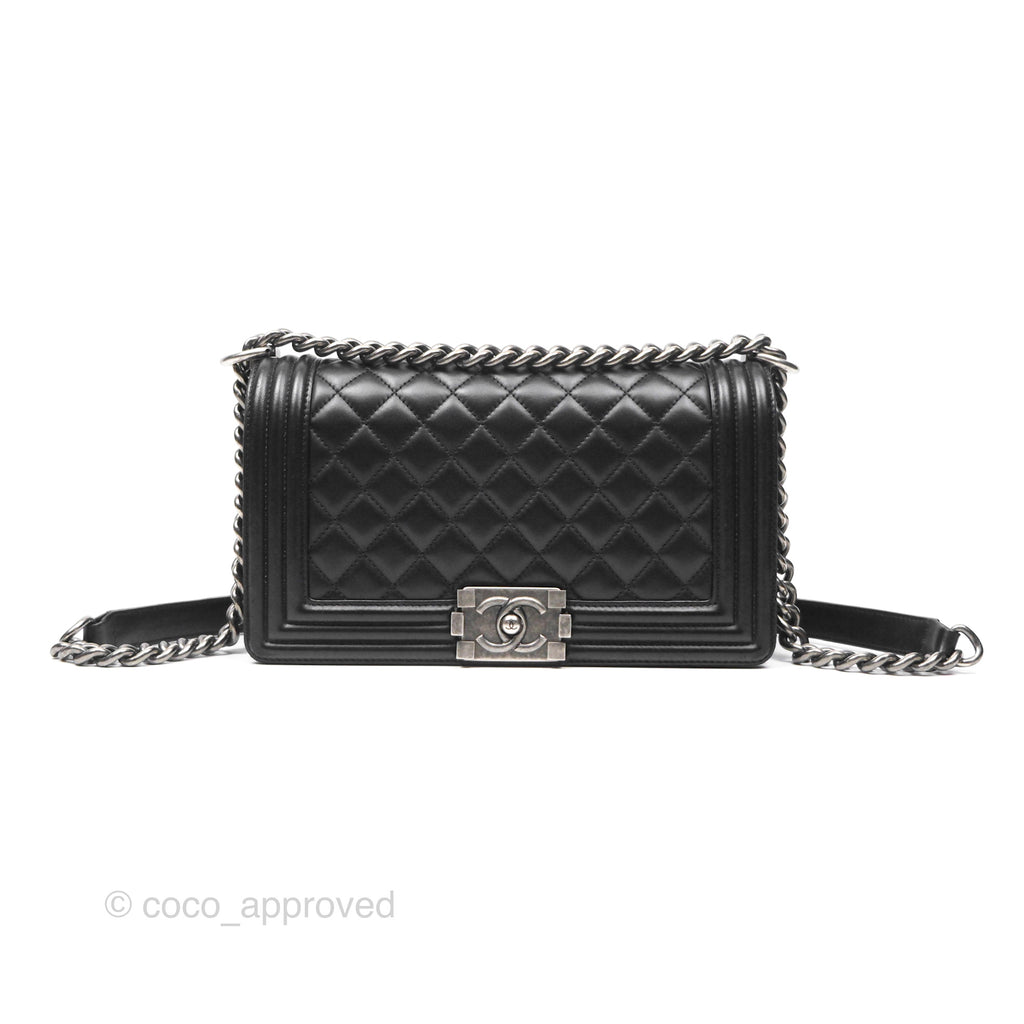 Chanel Medium Boy Quilted Black Lambskin Ruthenium Hardware