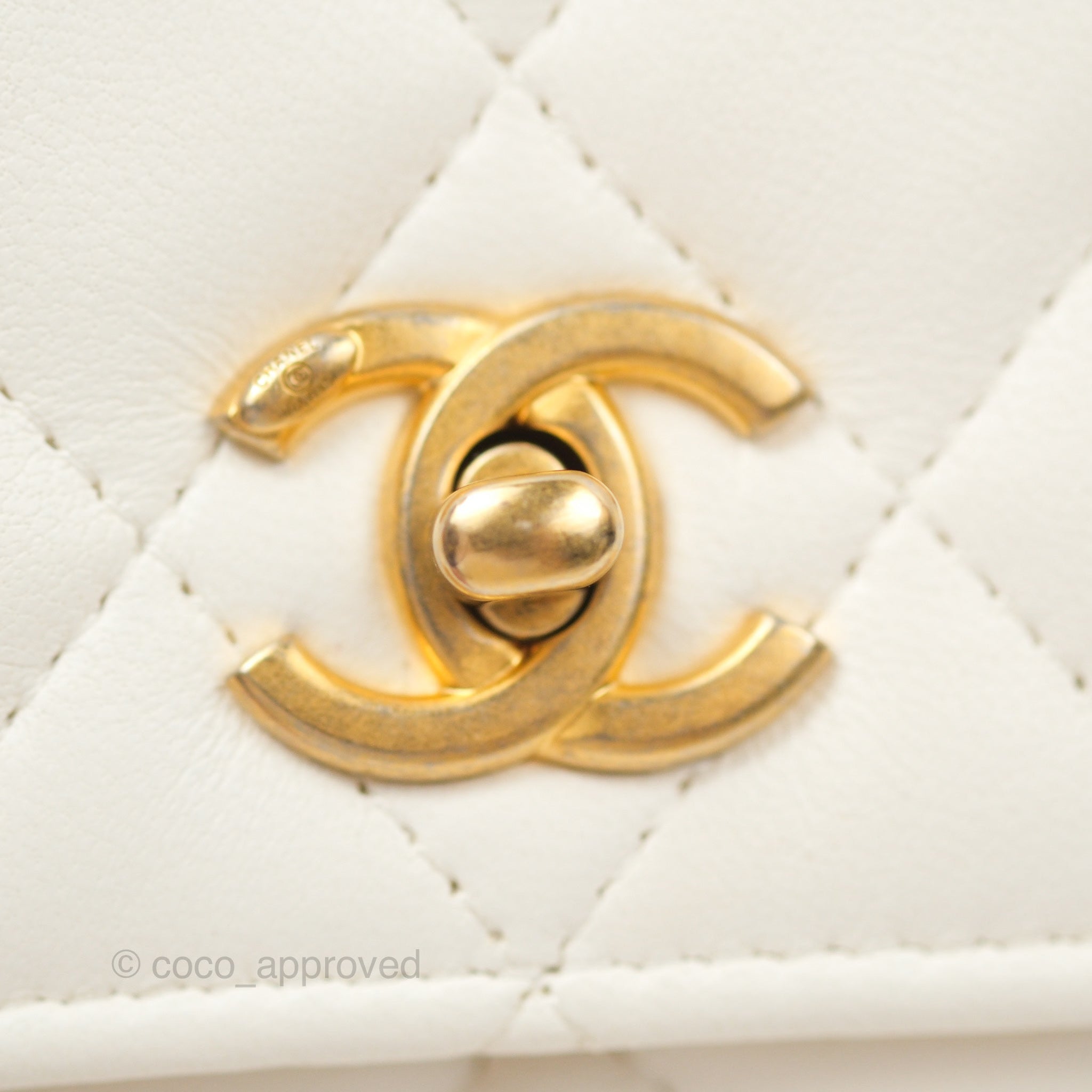 Chanel Quilted Pearl Crush Phone Holder With Chain White