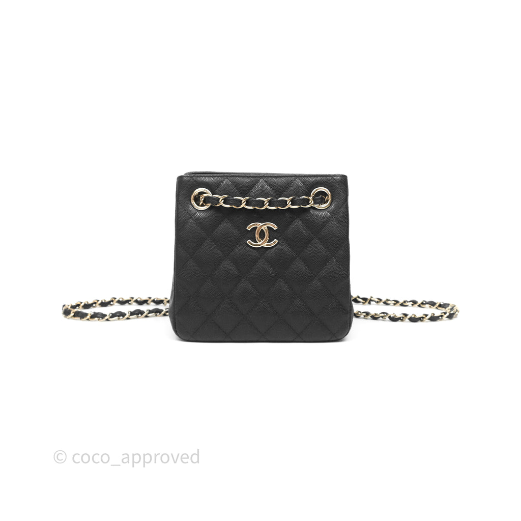 Chanel Mini Bucket Tote Black Caviar Gold Hardware 22S