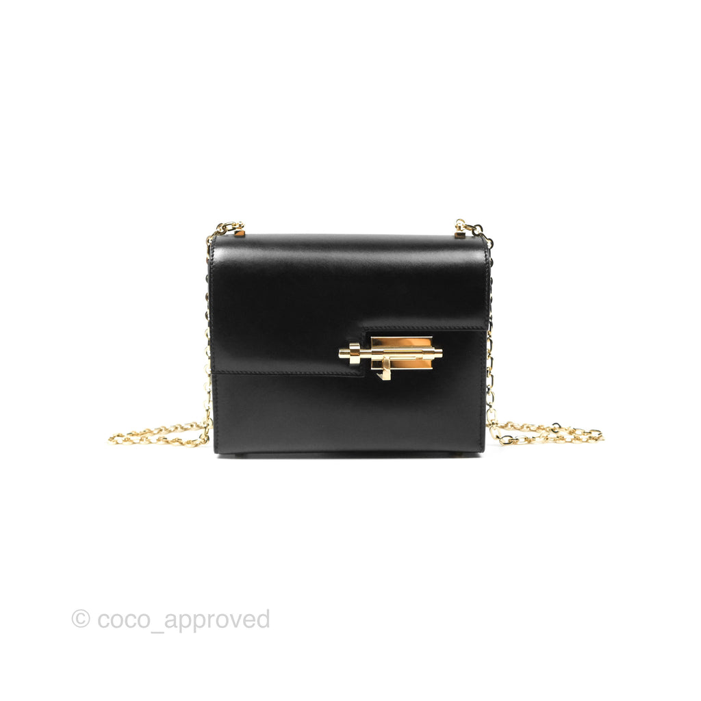 Hermes Mini Verrou Chaine Bag Black Box Leather Gold Hardware