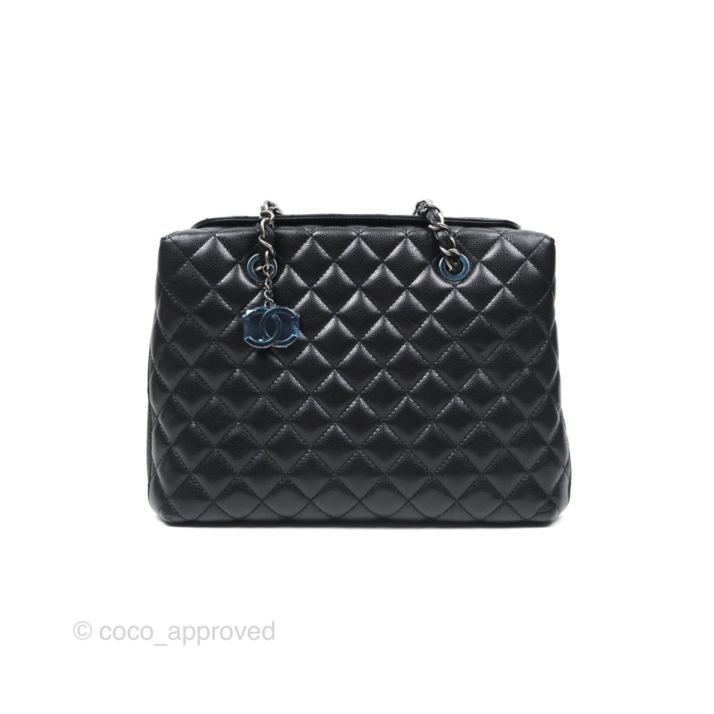 Chanel Quilted Small City Shopping Bag Black Caviar Ruthenium Hardware