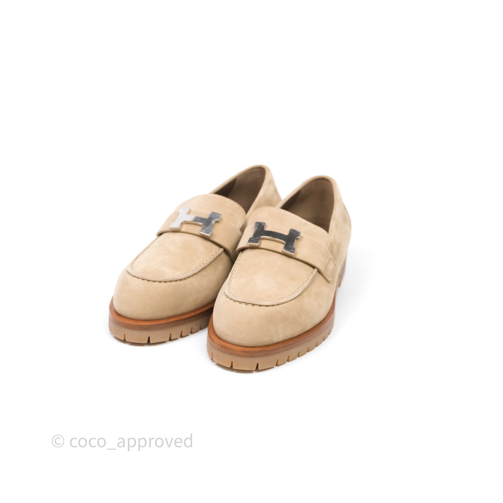 Hermes Faubourg loafer Beige Camel Size 36.5