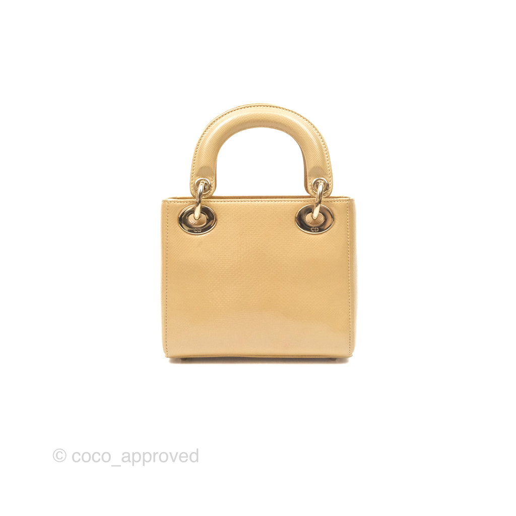 Christian Dior Mini Lady Dior Beige Lizard Gold Hardware