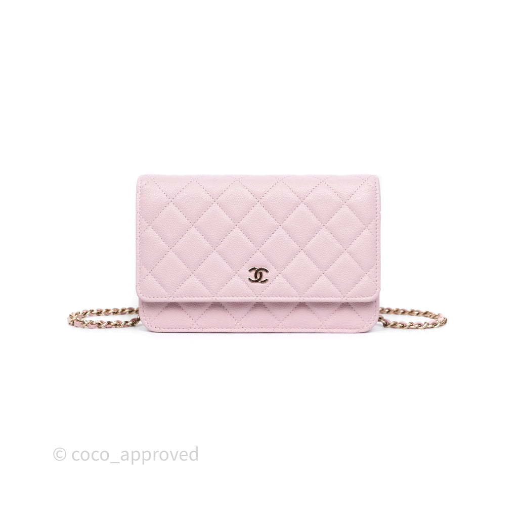 Chanel Classic Quilted Wallet On Chain WOC Pink Caviar Gold Hardware