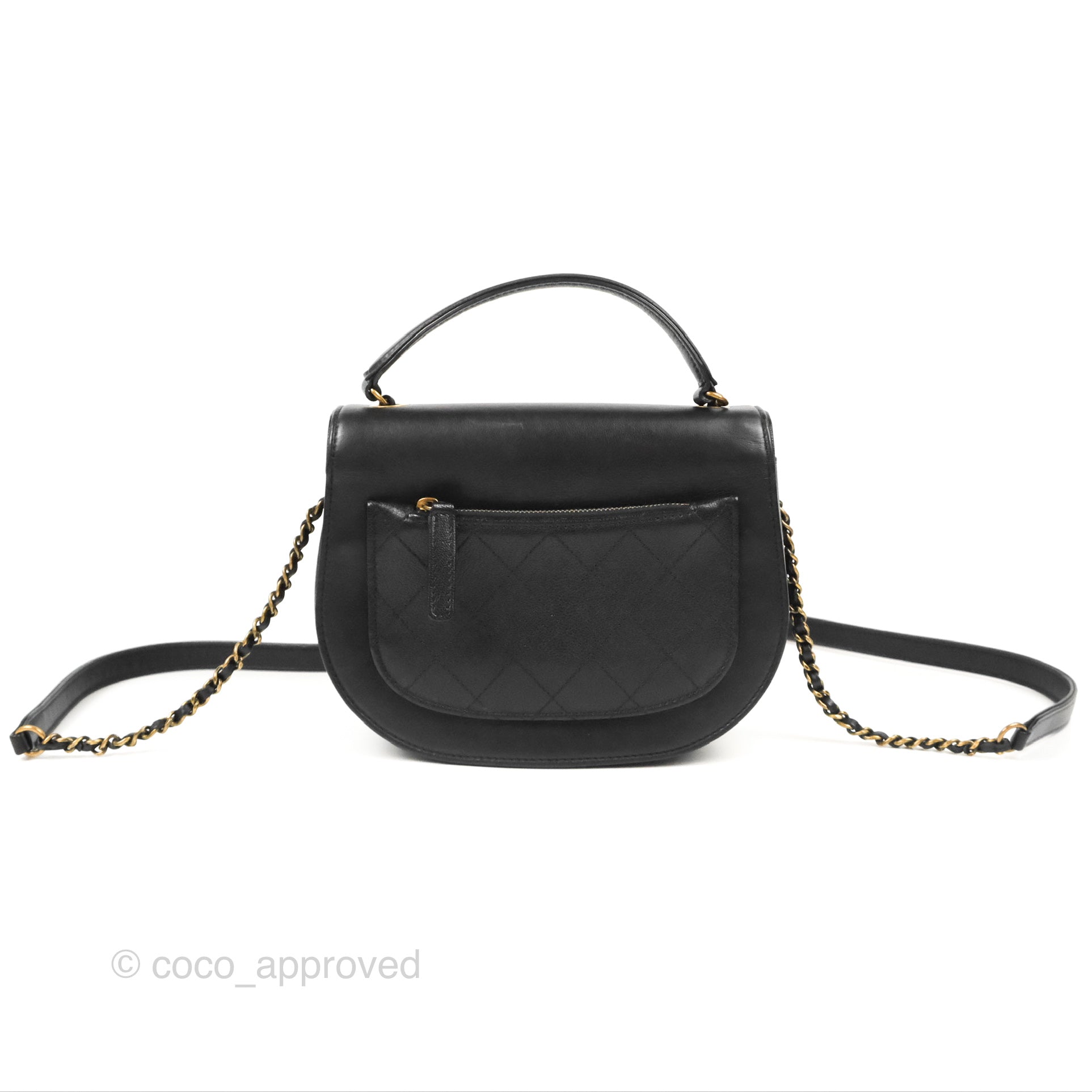 Authentic Chanel Black Leather CoCo Curve Flap Messenger Bag