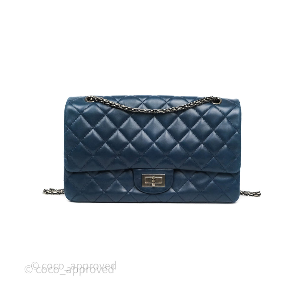 Chanel Reissue 227 Quilted Navy Lambskin Ruthenium Hardware