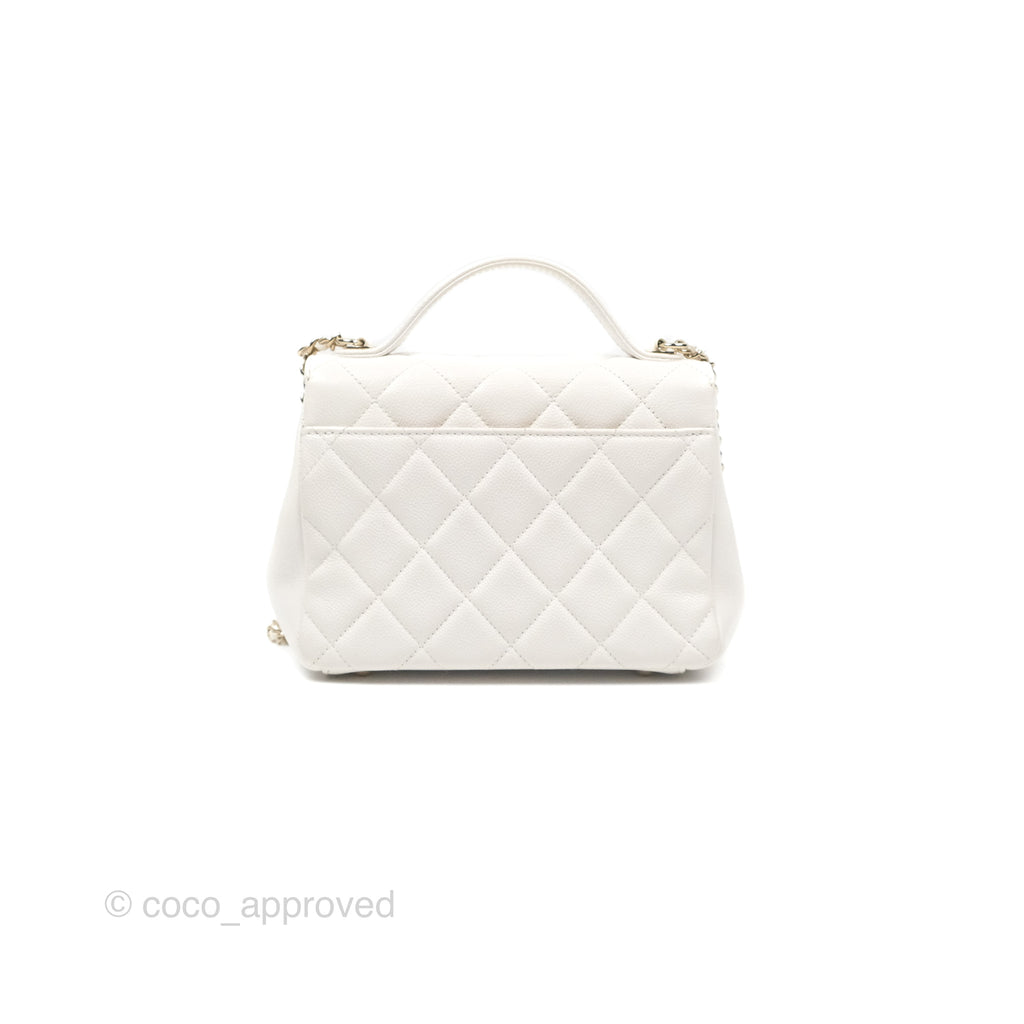 Chanel Quilted Small Business Affinity Flap White Caviar Gold Hardware